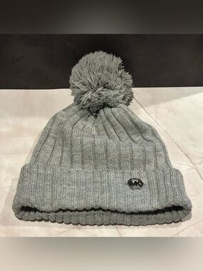 Michael Kors Kids Light Gray Pom-Pom Knit Hat